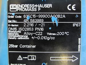 E+H Promass 63F DN15 coriolis massaflowmeter
