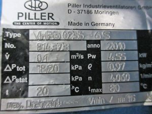 Piller VHRG 0235-6S ventilator 11 kW