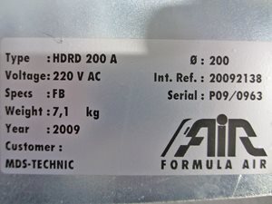 Formula-Air schuifklep 200 mm - pneumatisch bediend