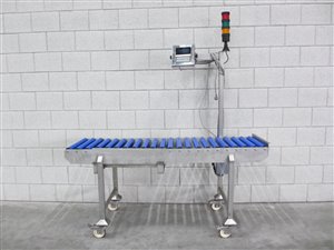 Rollenbaan met weegzone en weegindicator
