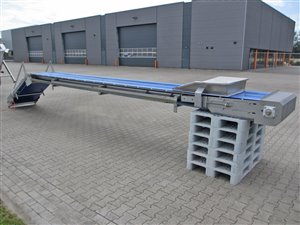 rvs transportband met knik 800 x 6000+2000 mm