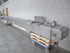 Transportband 350 x 8500 mm - opvoerband in rvs behuizing