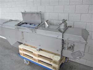 Transportband 350 x 8500 mm - opvoerband in rvs behuizing