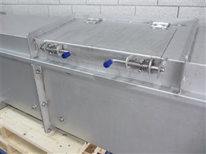 Transportband 350 x 8500 mm - opvoerband in rvs behuizing