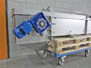 Transportband 350 x 8500 mm - opvoerband in rvs behuizing