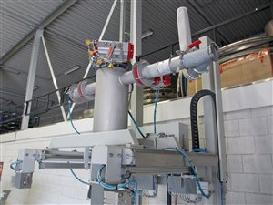 big bag vulstation met palletmagazijn en rollenbanen