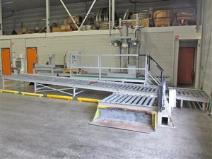 big bag vulstation met palletmagazijn en rollenbanen