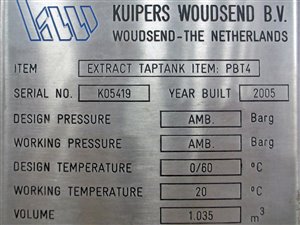 Rvs mengtank 1035 liter - geïsoleerd - weegcellen